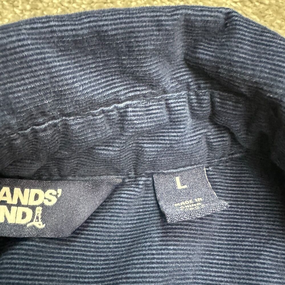 Lands' End Pinwale Corduroy Button Down Midi Shirt Dress Womens Large Navy Blue - Picture 3 of 16